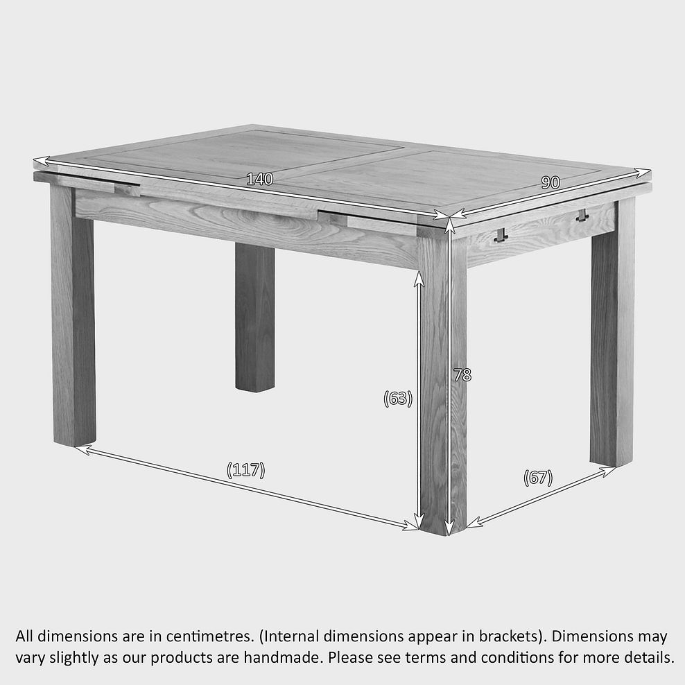 Dorset 4ft 7" x 3ft Natural Oak Extending Dining Table 3