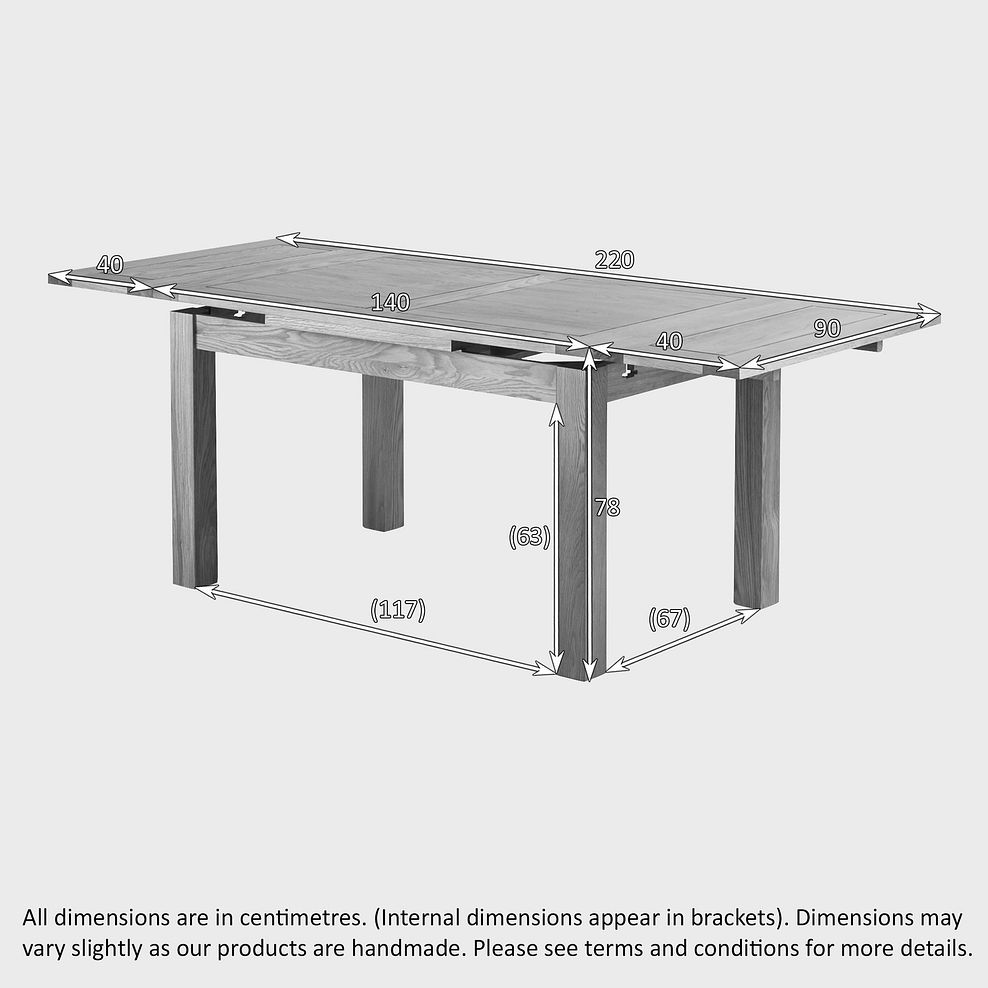 Dorset 4ft 7" x 3ft Natural Oak Extending Dining Table 4