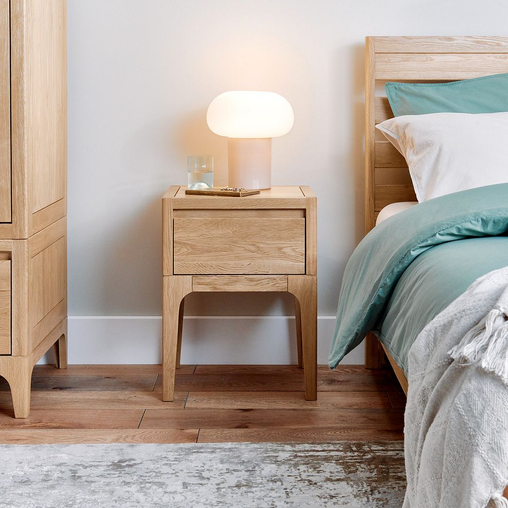 Durham Natural Oak 1 Drawer Bedside Table 2