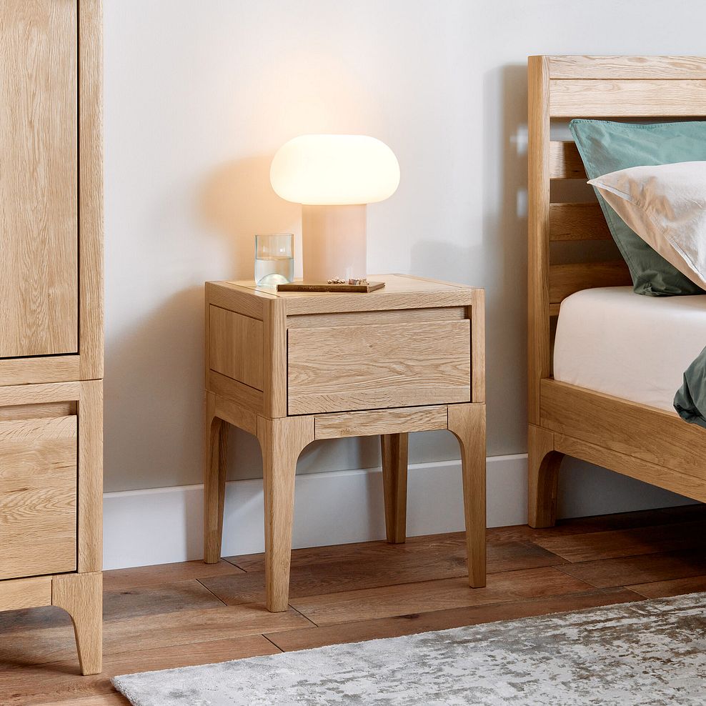 Durham Natural Oak 1 Drawer Bedside Table 1