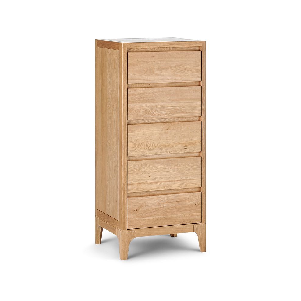 Durham Natural Oak 5 Drawer Tallboy 3