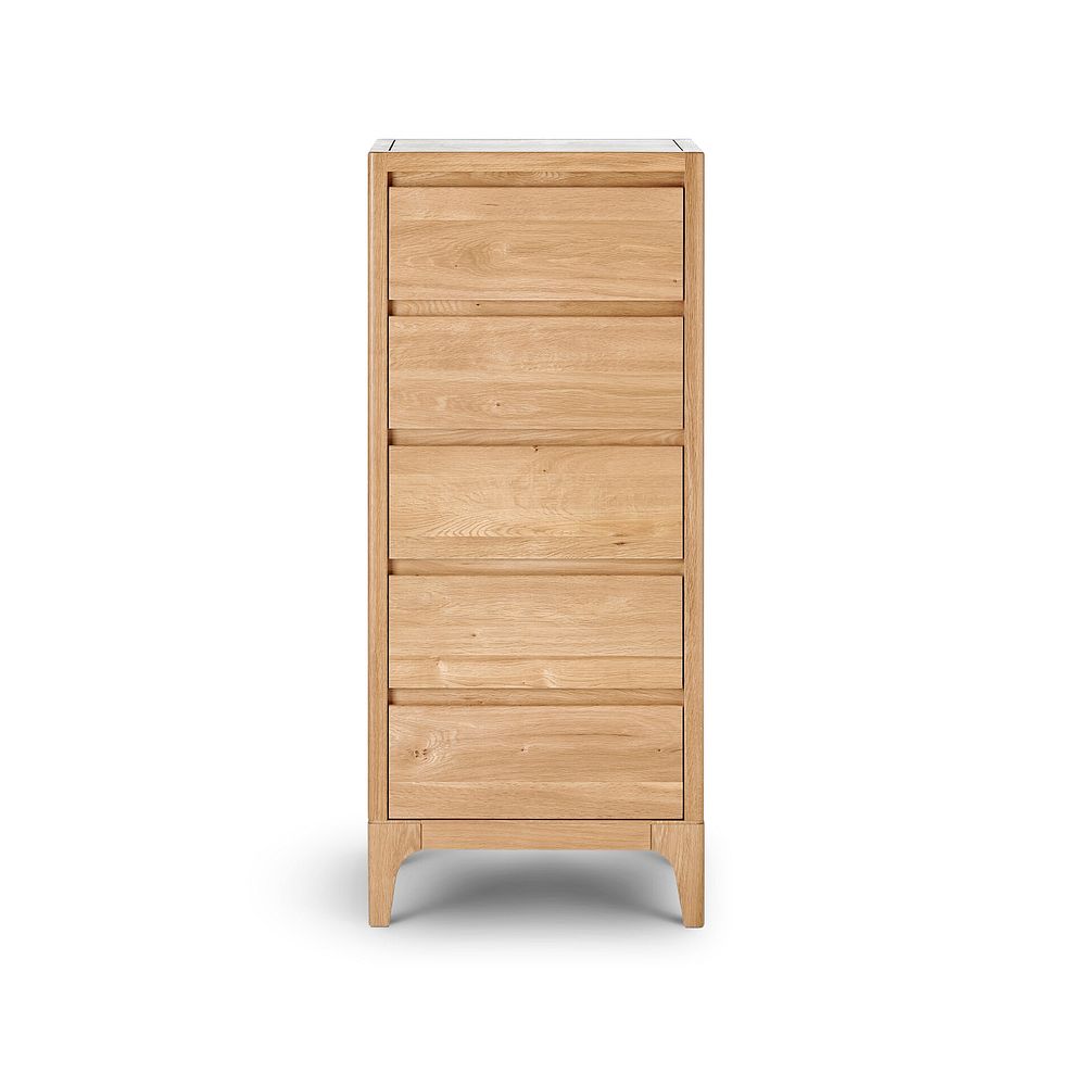 Durham Natural Oak 5 Drawer Tallboy 4