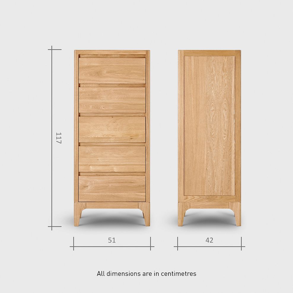 Durham Natural Oak 5 Drawer Tallboy 11