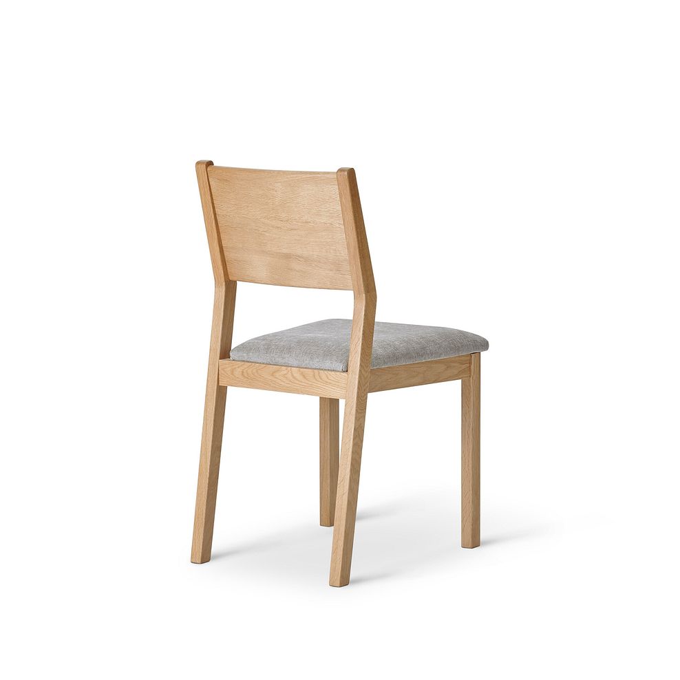 Durham Natural Oak Fixed Dining Table 120cm + 4 Ellison Oak Chair with Brooklyn Quill Grey Crushed Chenille Seat 10