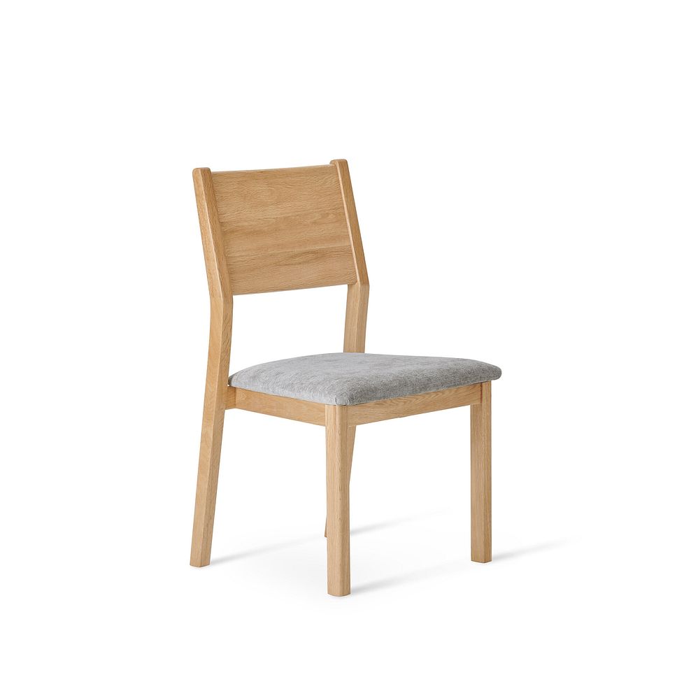Durham Natural Oak Fixed Dining Table 120cm + 4 Ellison Oak Chair with Brooklyn Quill Grey Crushed Chenille Seat 8