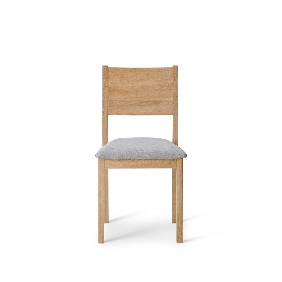 Durham Natural Oak Fixed Dining Table 120cm + 4 Ellison Oak Chair with Brooklyn Quill Grey Crushed Chenille Seat 9