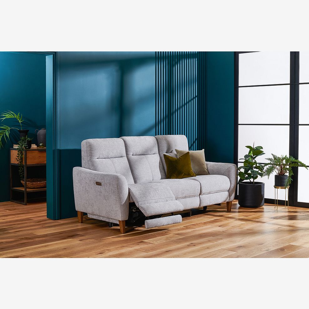 Dylan 3 Seater Electric Recliner Sofa in Darwin Silver Fabric 2