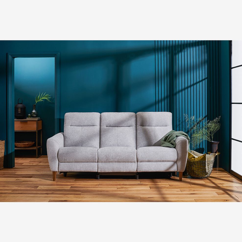 Dylan 3 Seater Electric Recliner Sofa in Darwin Silver Fabric 3