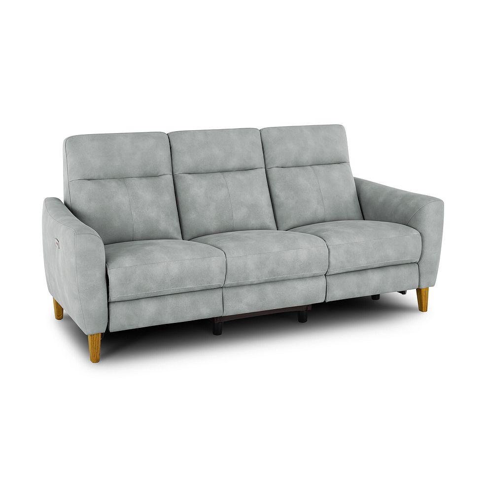 Dylan 3 Seater Electric Recliner Sofa in Oxford Silver Fabric 1