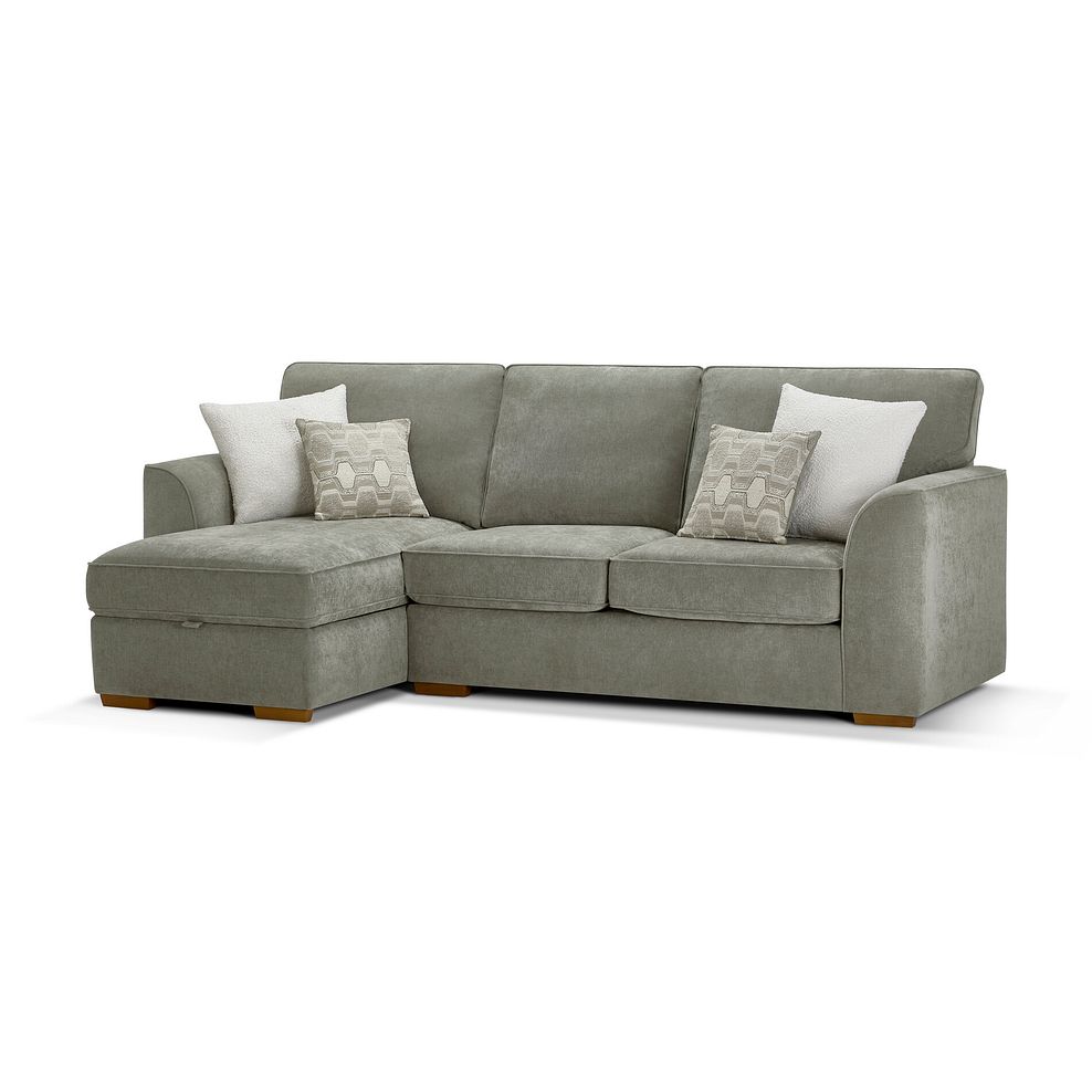Eastley Left Hand Chaise Sofa Bed with Storage in Limoge Green Fabric with Beige Scatters 12