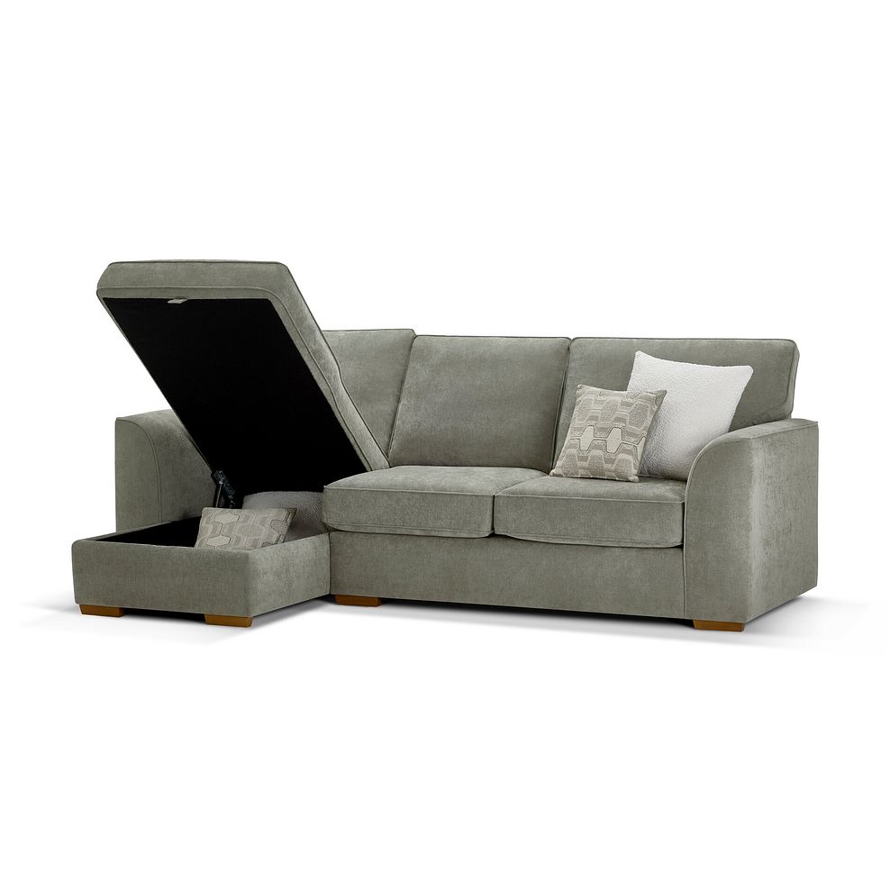 Eastley Left Hand Chaise Sofa Bed with Storage in Limoge Green Fabric with Beige Scatters 13