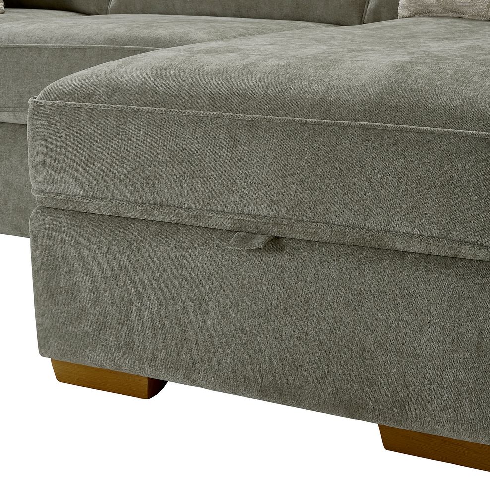 Eastley Left Hand Chaise Sofa Bed with Storage in Limoge Green Fabric with Beige Scatters 22