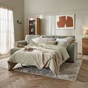 Eastley Left Hand Chaise Sofa Bed with Storage in Limoge Green Fabric with Beige Scatters