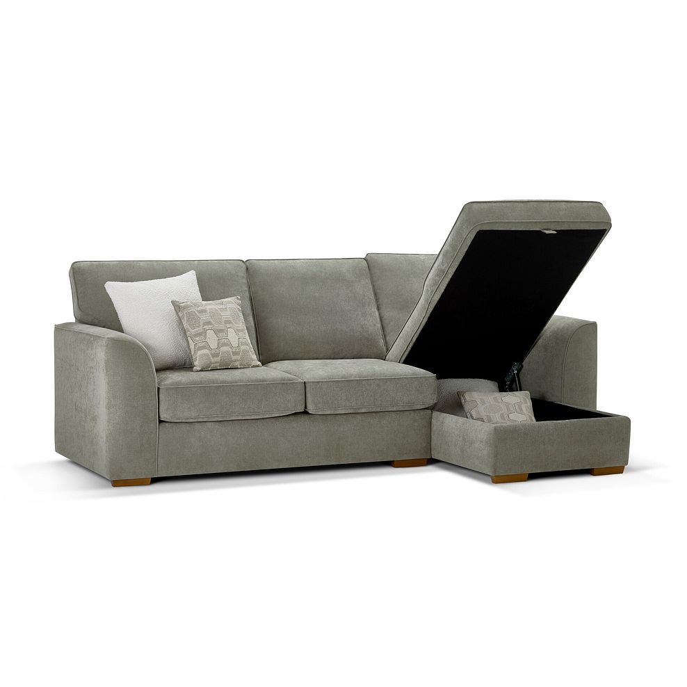 Eastley Right Hand Chaise Sofa Bed with Storage in Limoge Green Fabric with Beige Scatters 14