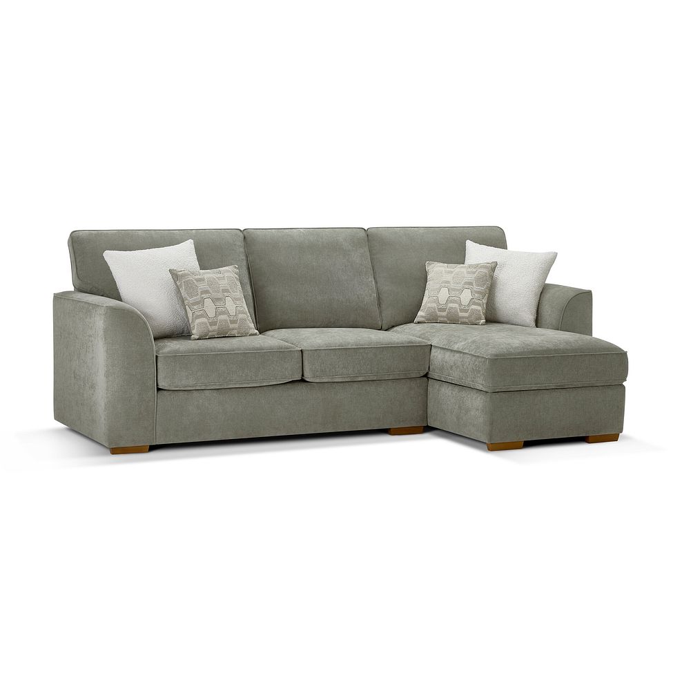 Eastley Right Hand Chaise Sofa Bed with Storage in Limoge Green Fabric with Beige Scatters 13