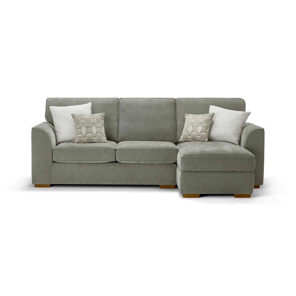Eastley Right Hand Chaise Sofa Bed with Storage in Limoge Green Fabric with Beige Scatters 15