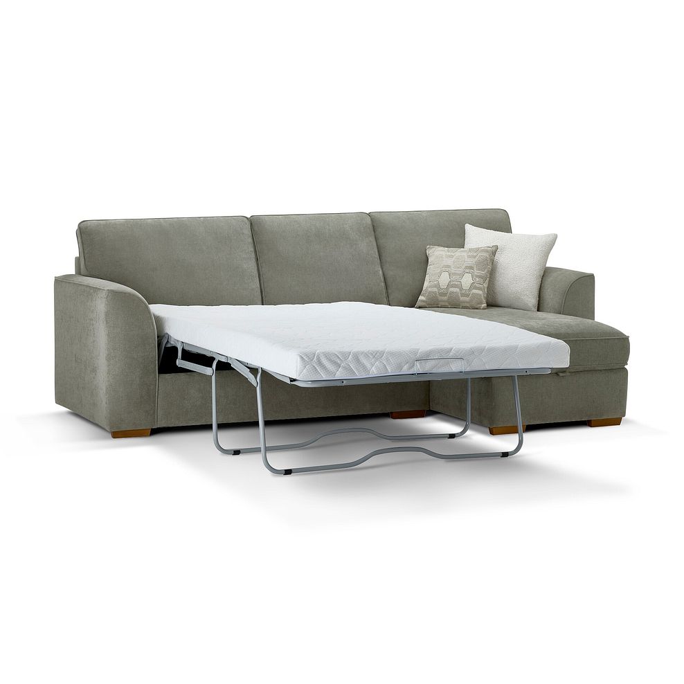 Eastley Right Hand Chaise Sofa Bed with Storage in Limoge Green Fabric with Beige Scatters 12