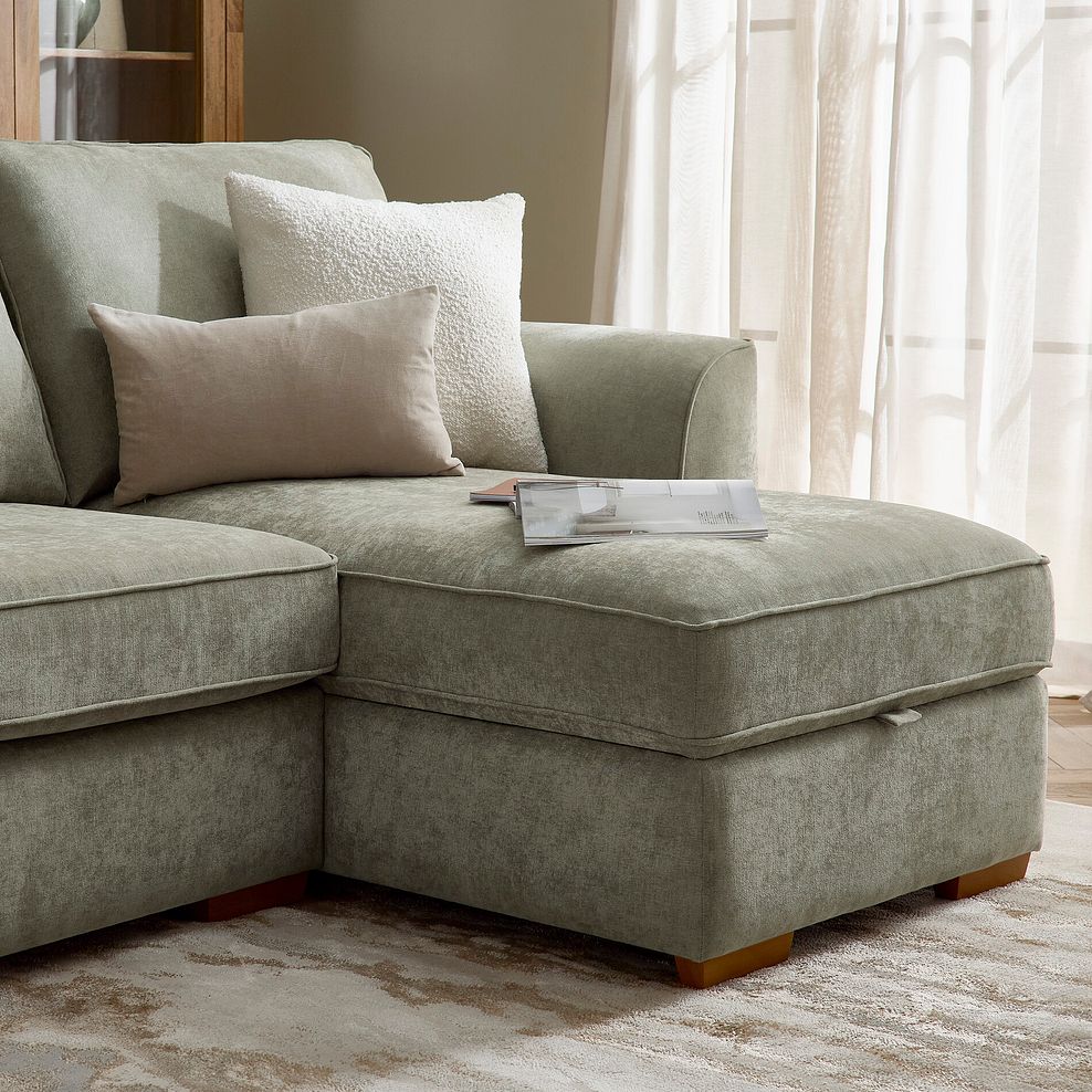 Eastley Right Hand Chaise Sofa Bed with Storage in Limoge Green Fabric with Beige Scatters 7