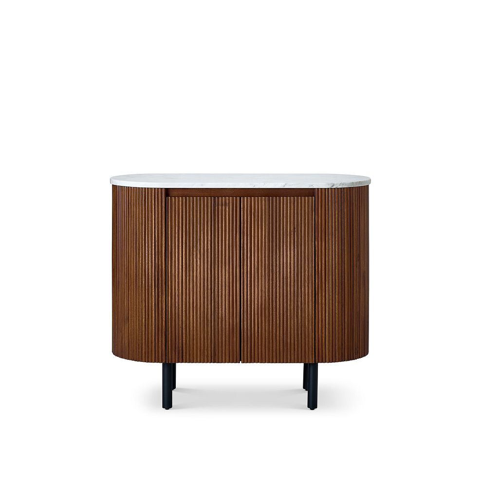 Elba Solid Acacia and Italian Marble Small Sideboard 6