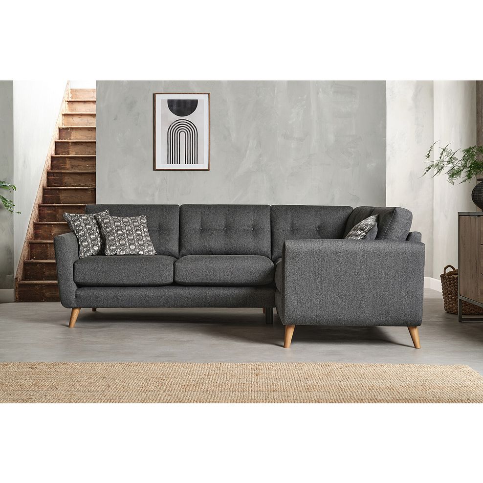 Evie Left Hand Corner Sofa in Rosa Collection Charcoal Fabric 2