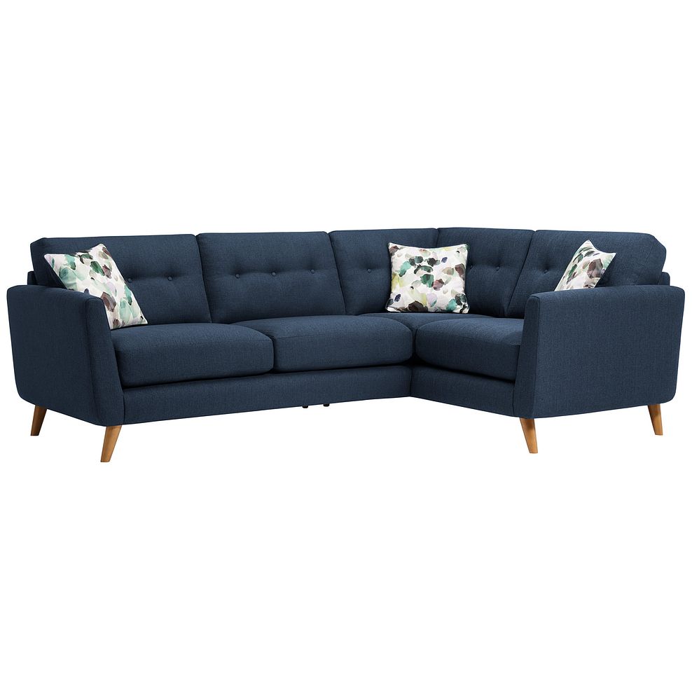 Evie Left Hand Corner Sofa in Blue Fabric 1