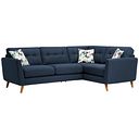 Evie Left Hand Corner Sofa in Blue Fabric