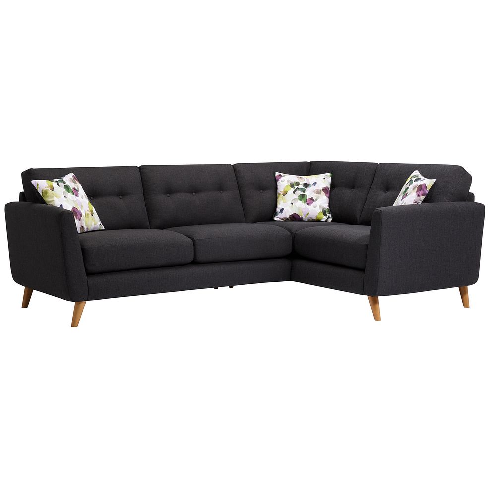 Evie Left Hand Corner Sofa in Charcoal Fabric 2