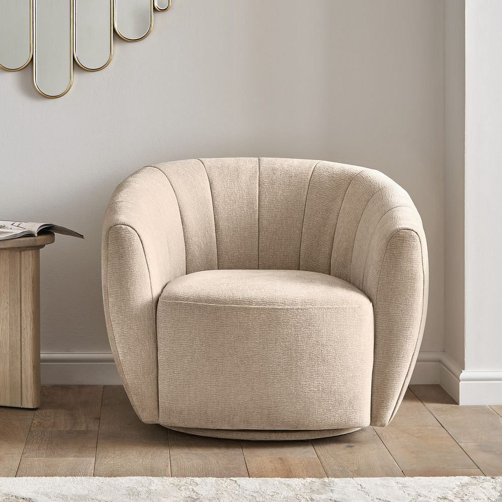 Halle Swivel Chair in Chenille Linen Fabric 2