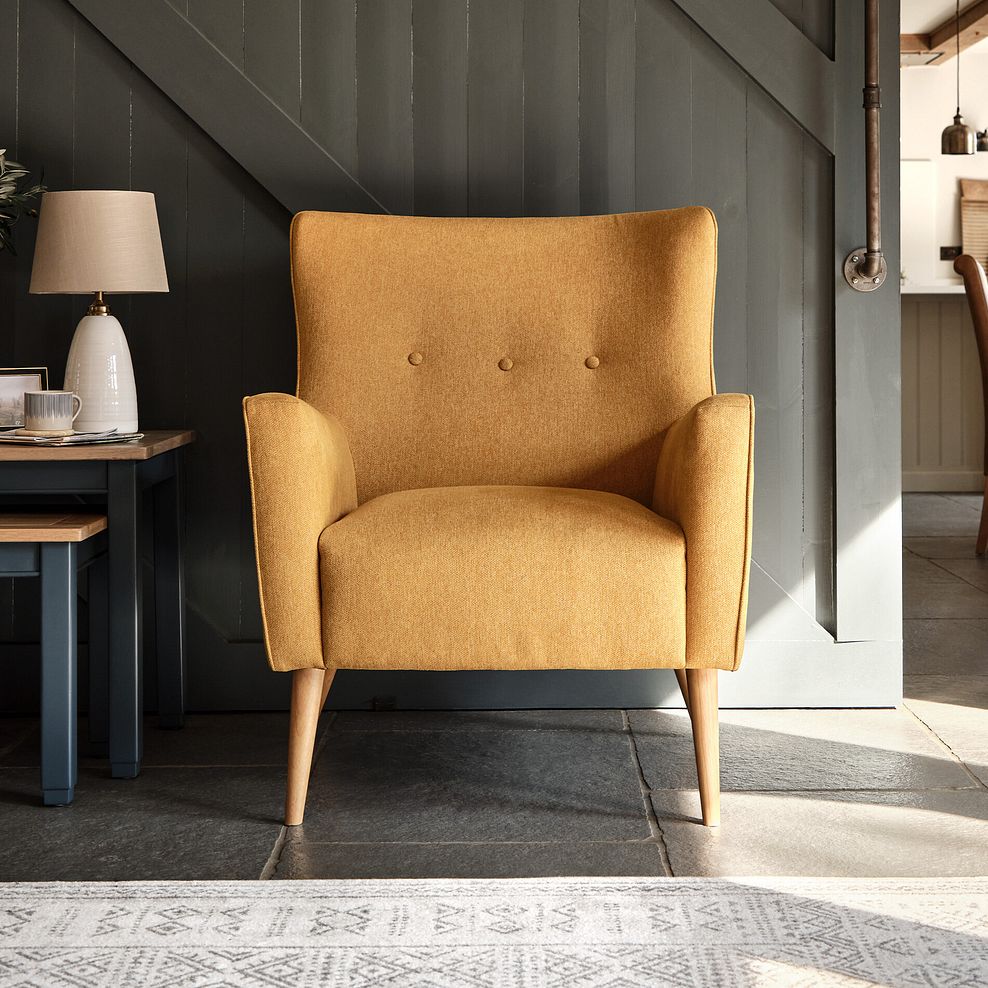 Harris Accent Chair in Linen Mustard Fabric 2