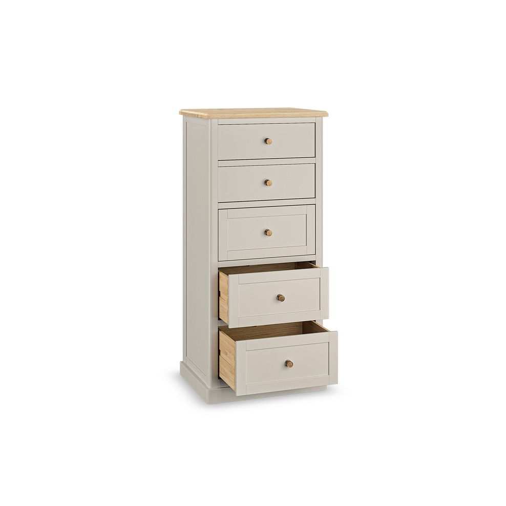 Henley Natural Oak and Stone Painted Hardwood 5 Drawer Tallboy 4