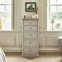 Henley Natural Oak and Stone Painted Hardwood 5 Drawer Tallboy