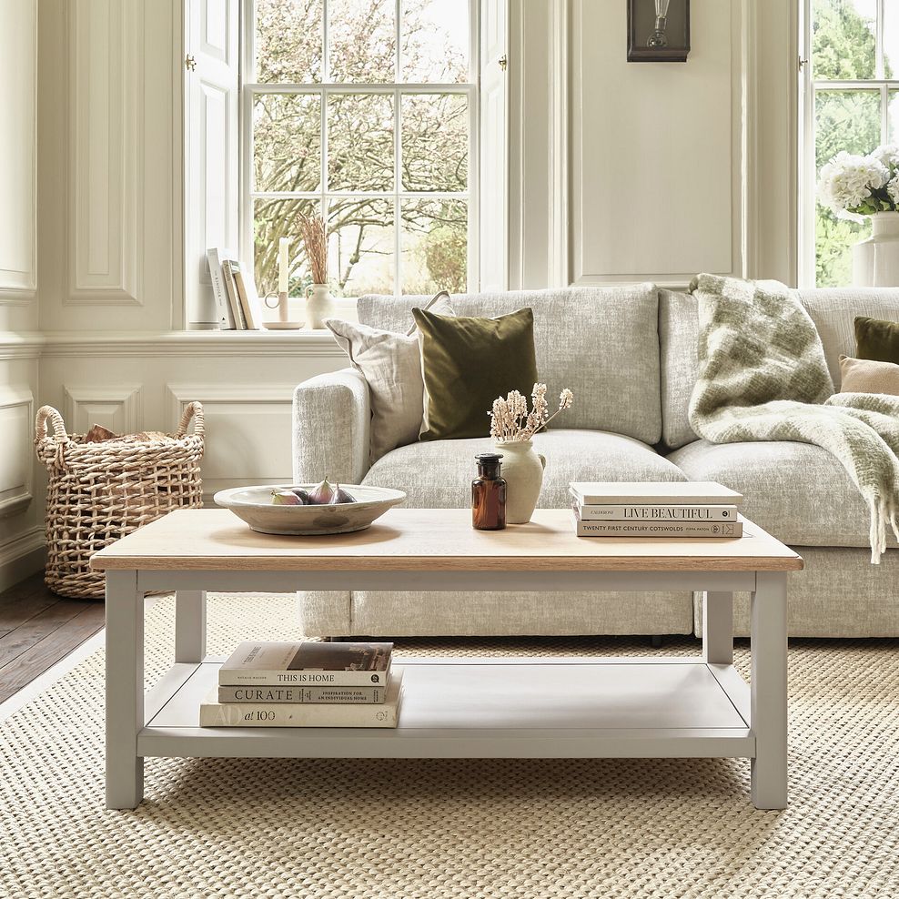 Henley Natural Oak and Stone Painted Hardwood Coffee Table 1