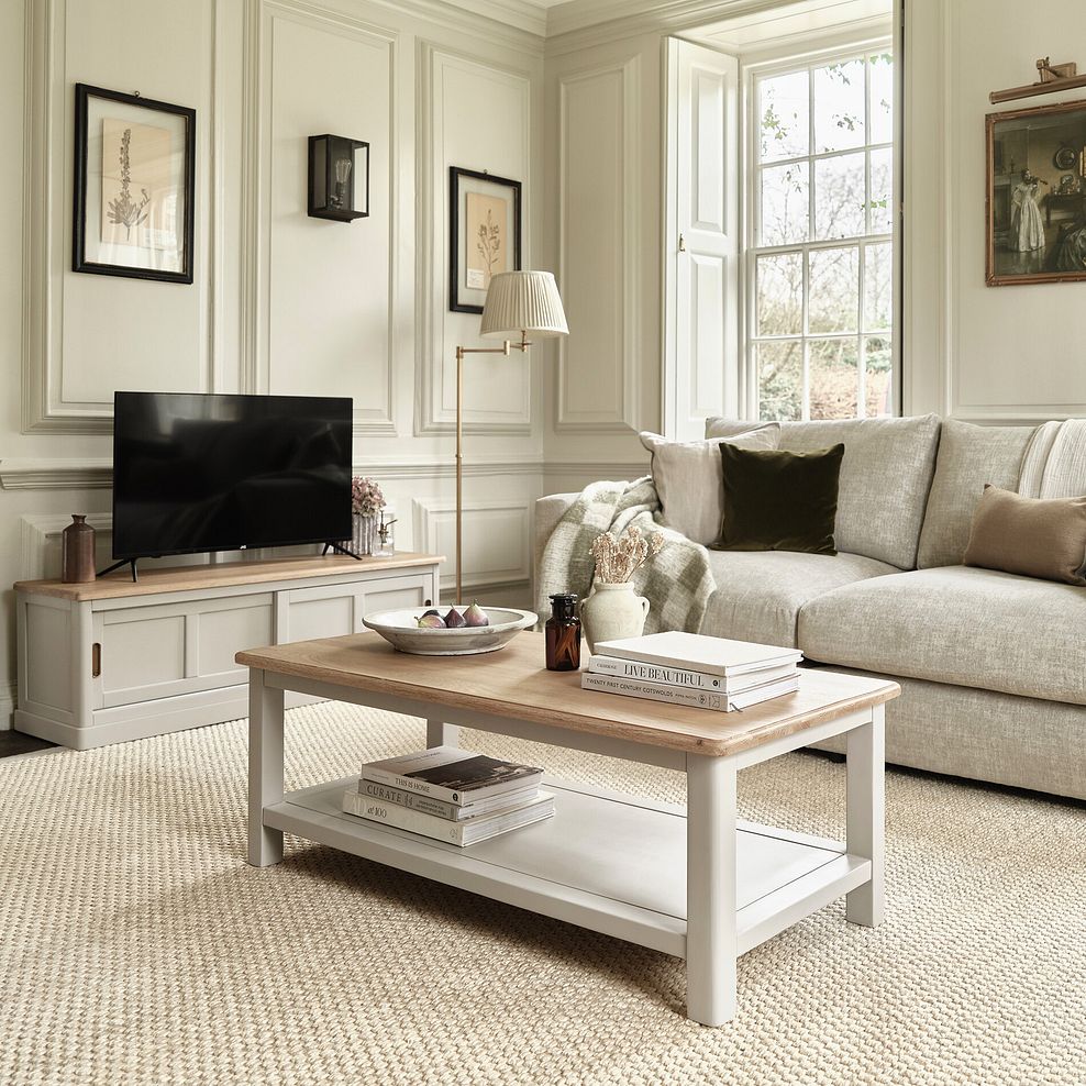 Henley Natural Oak and Stone Painted Hardwood Coffee Table 2