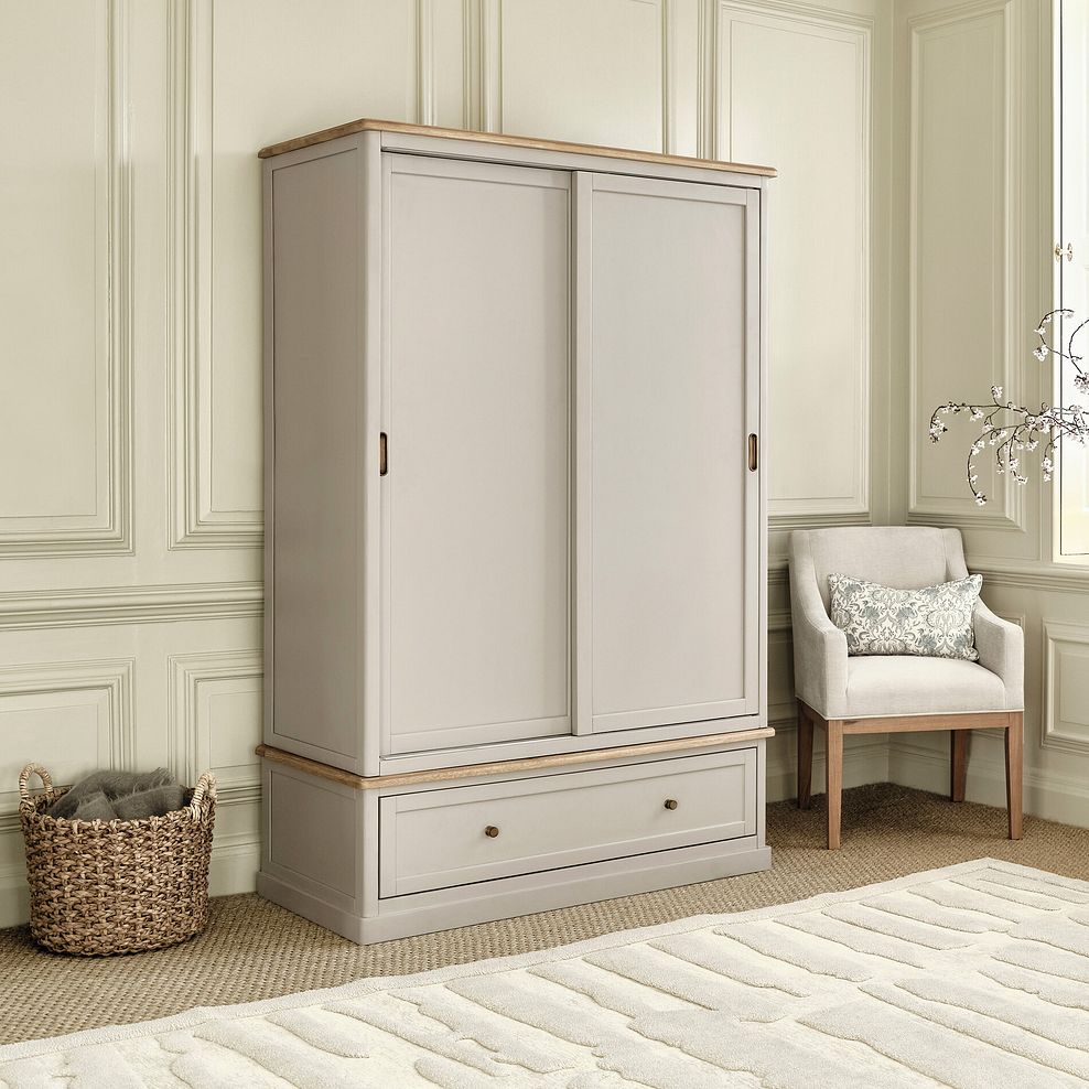 Henley Natural Oak and Stone Painted Hardwood Double Wardrobe 3