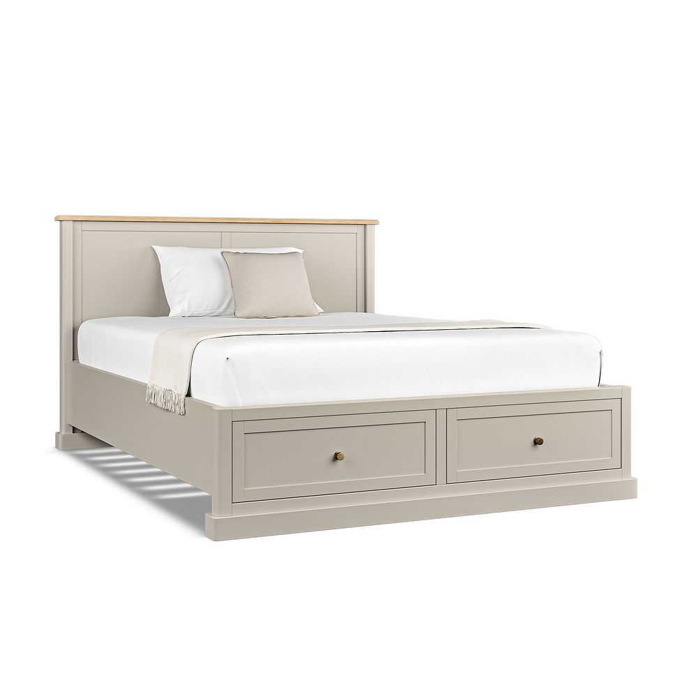 Henley Natural Oak and Stone Painted Hardwood Storage King-size Bed 4