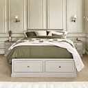 Henley Natural Oak and Stone Painted Hardwood Storage King-size Bed