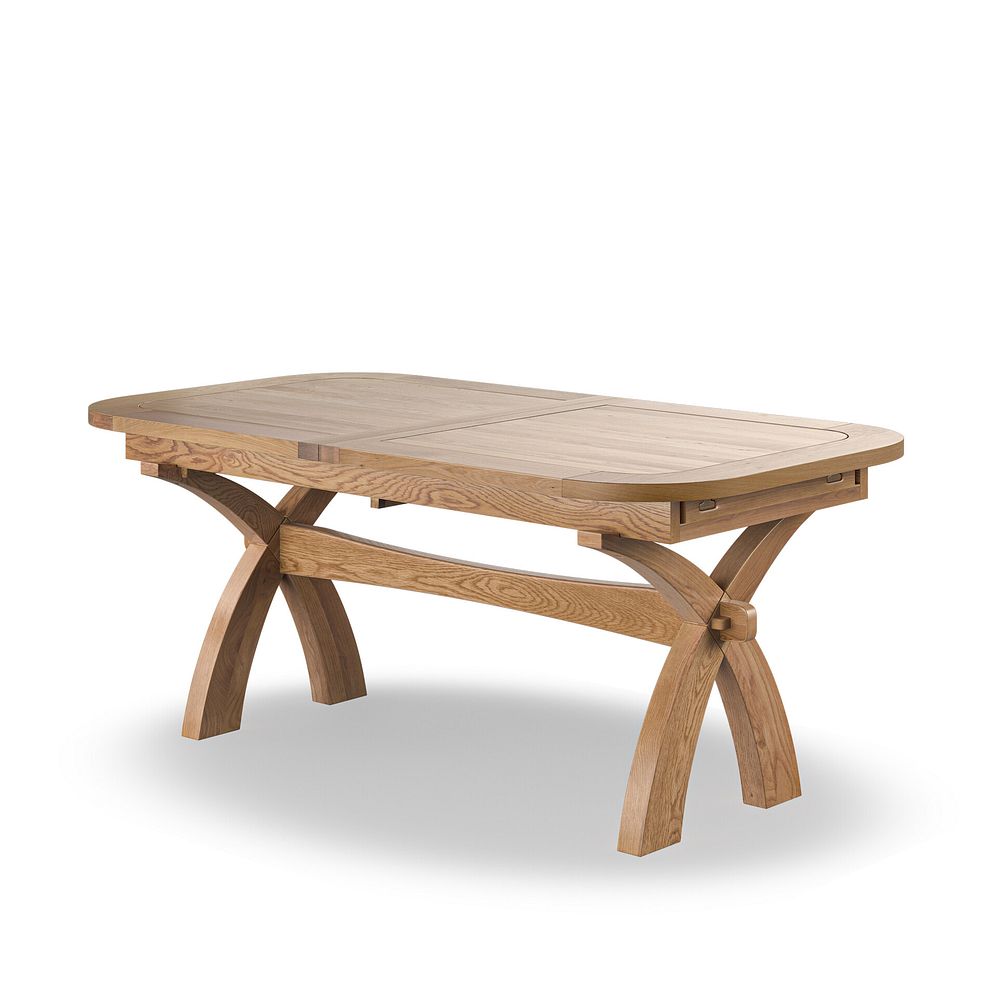 Hercules Natural Oak Extending Dining Table + 6 Cross Back Natural Oak Chairs with Plain Grey Fabric Seat 2