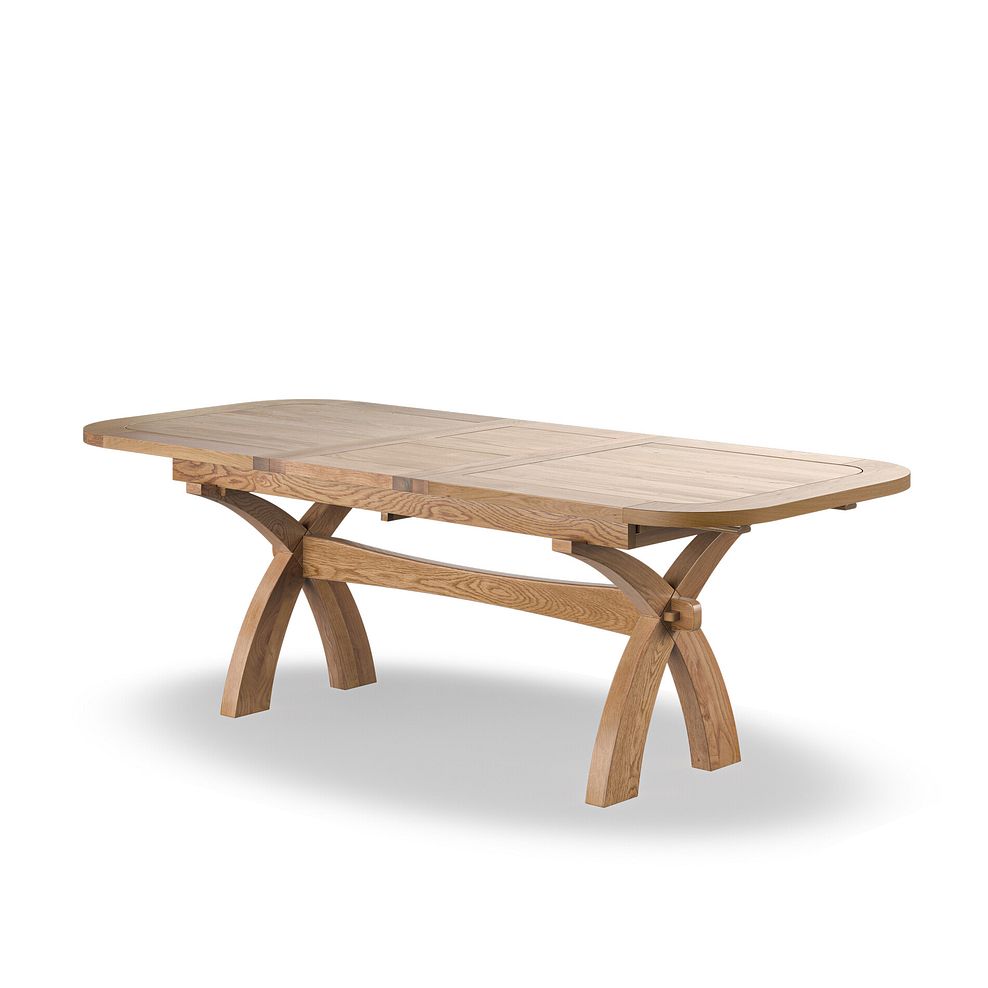 Hercules Natural Oak Extending Dining Table + 6 Cross Back Natural Oak Chairs with Plain Grey Fabric Seat 3