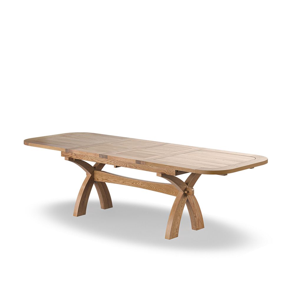Hercules Natural Oak Extending Dining Table + 6 Cross Back Natural Oak Chairs with Plain Grey Fabric Seat 4