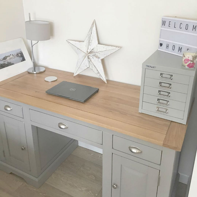grey painted traditional office desk