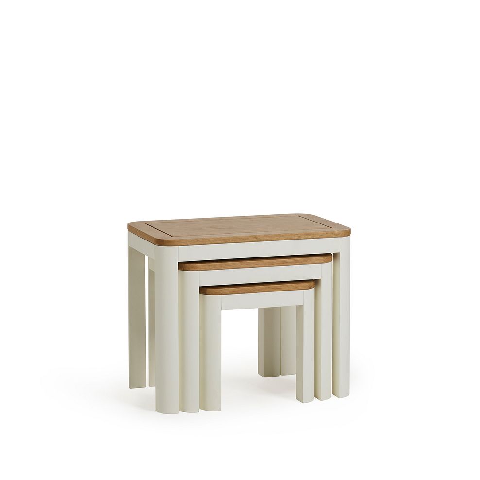 Hove Natural Oak and Painted Nest of 3 Tables 2