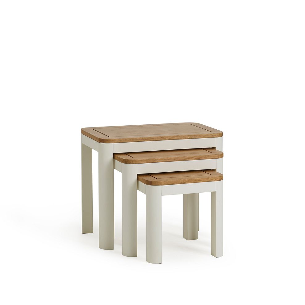 Hove Natural Oak and Painted Nest of 3 Tables 5