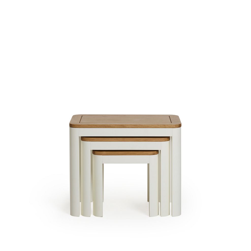 Hove Natural Oak and Painted Nest of 3 Tables 3