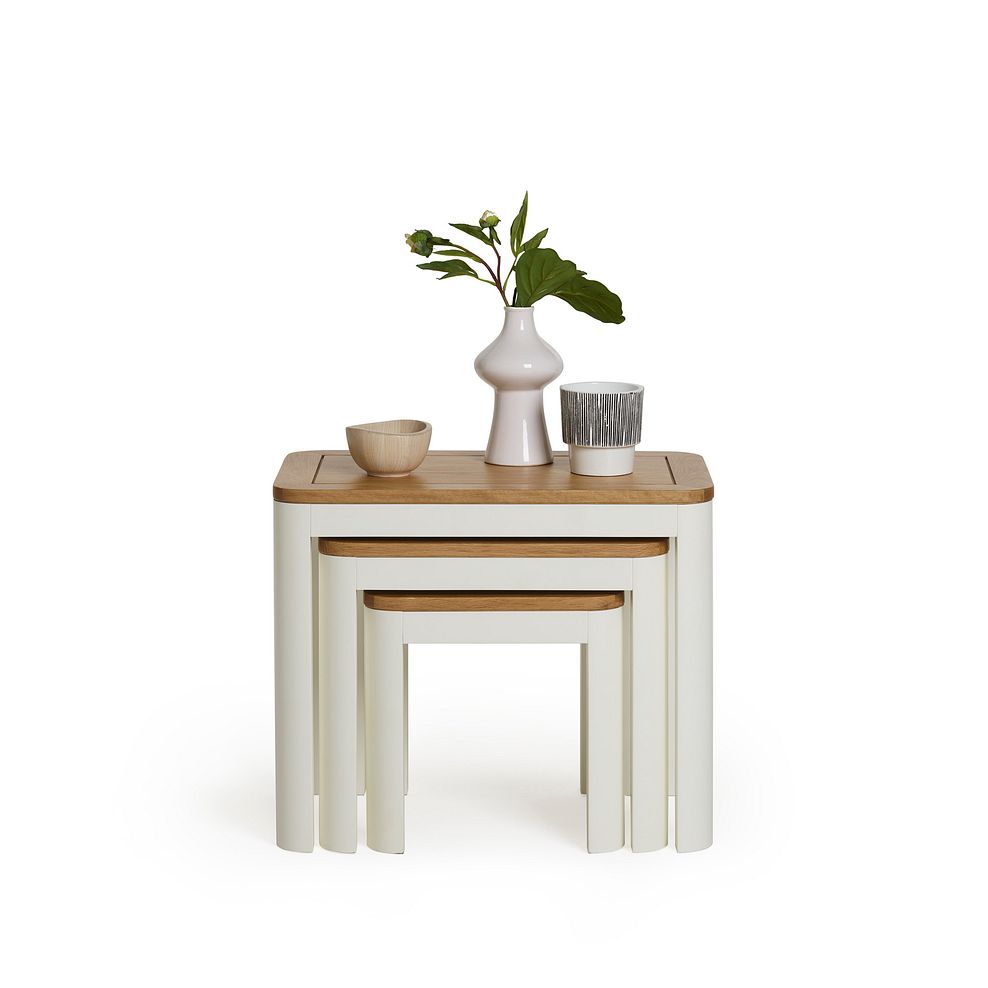 Hove Natural Oak and Painted Nest of 3 Tables 4