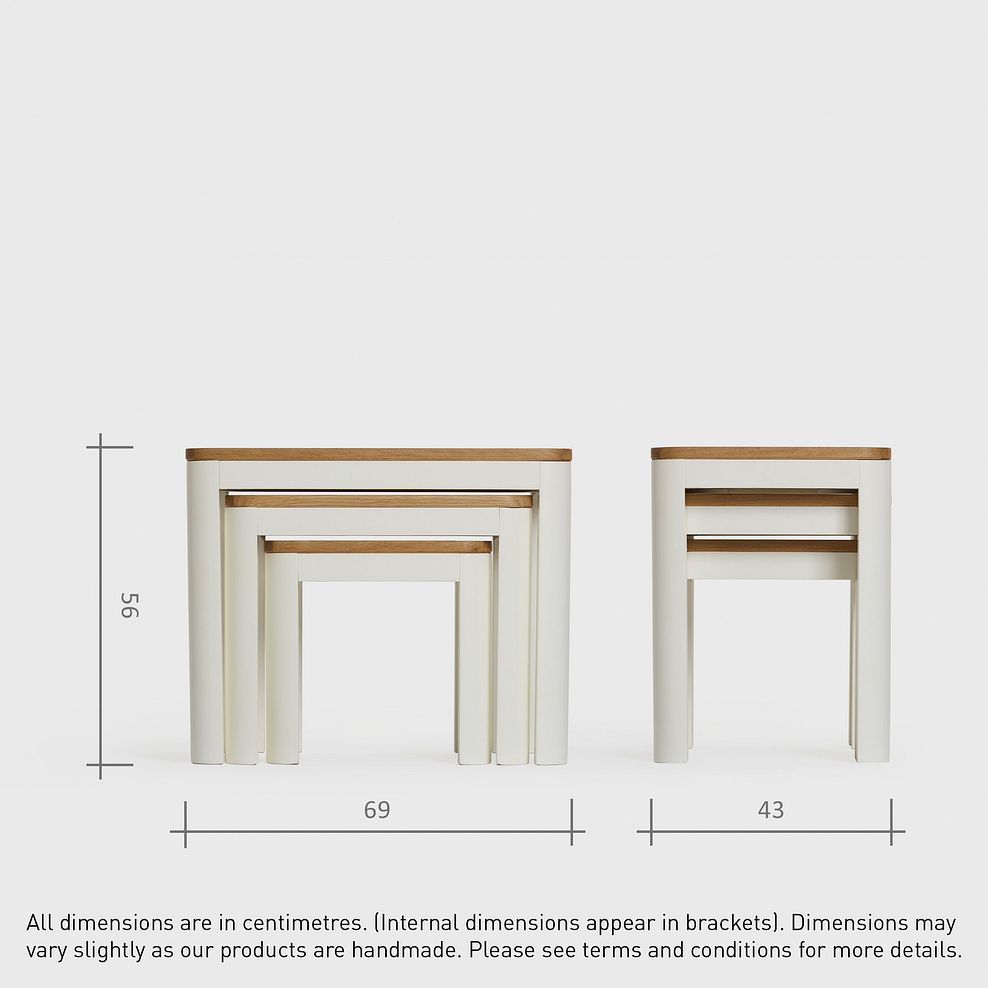 Hove Natural Oak and Painted Nest of 3 Tables 8