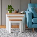 Hove Natural Oak and Painted Nest of 3 Tables