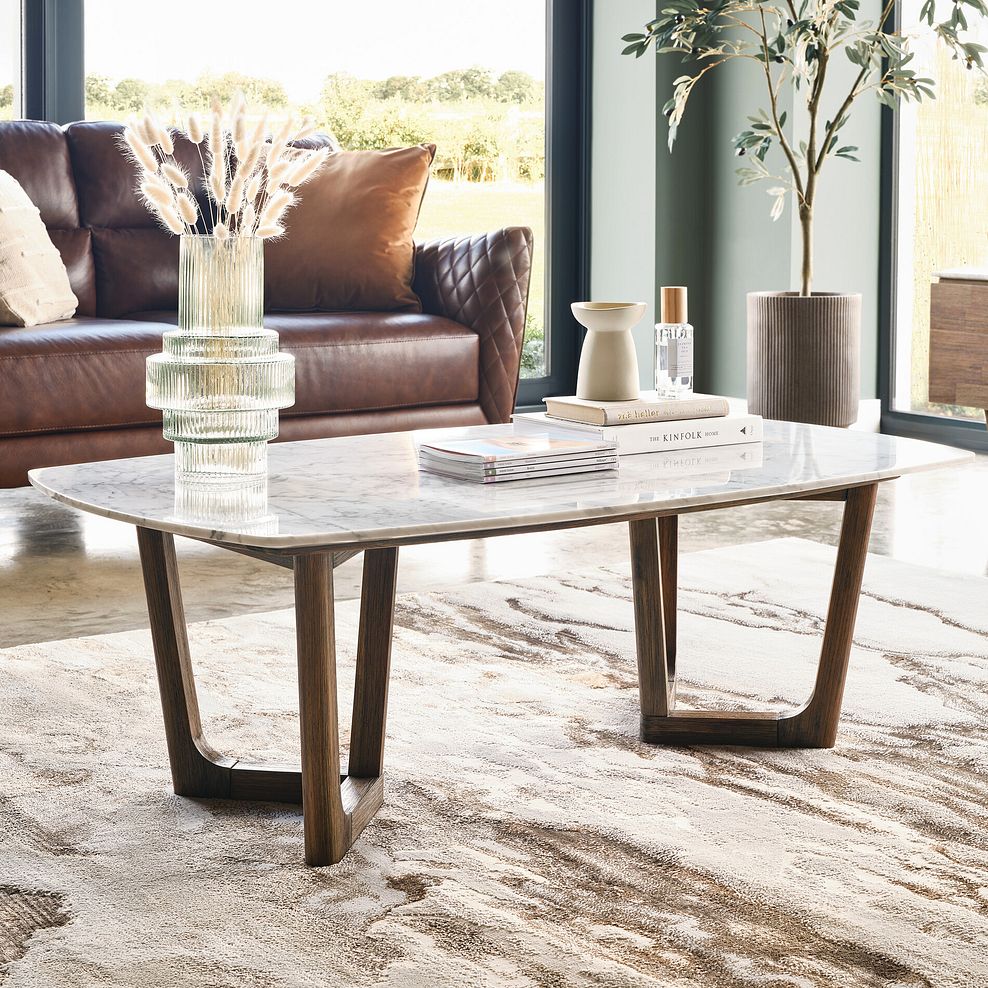 Islington Marble and Dark Acacia Coffee Table 1