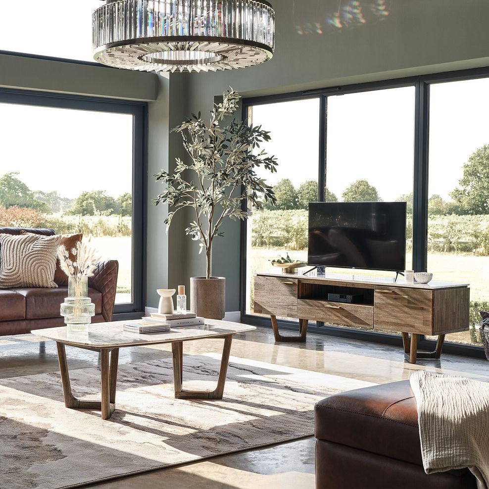 Islington Marble and Dark Acacia Coffee Table 3
