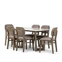 Islington Marble and Dark Acacia Dining Table + 6 Isla Fossil Velvet Dining Chairs
