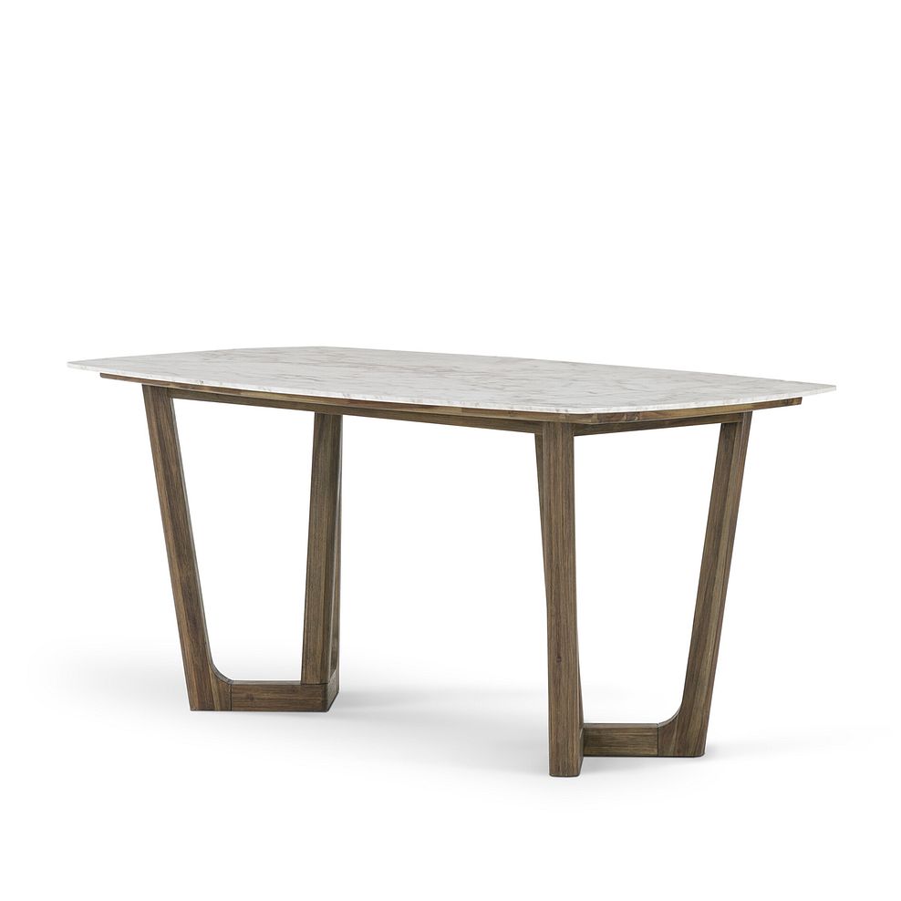 Islington Marble and Dark Acacia Dining Table + 6 Isla Fossil Velvet Dining Chairs 6